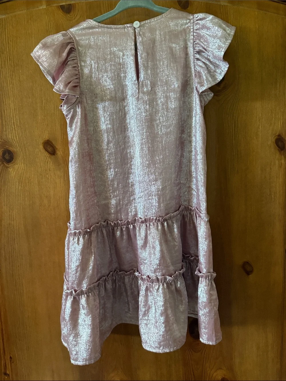 Old Navy Shimmery Light Pink Ruffle Tier Dress